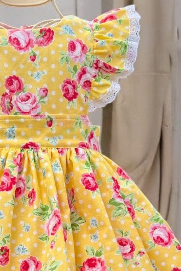 Charlotte Emma Dress | Yellow Polka from the Flower Sugar Collection by Lecien | OOP & OOAK ~ Sz 2