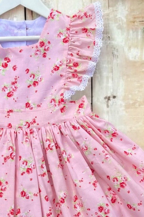 Charlotte Emma Dress | Small Floral in Pink from the Floral Collection by Lecien | OOAK ~ Sz 7