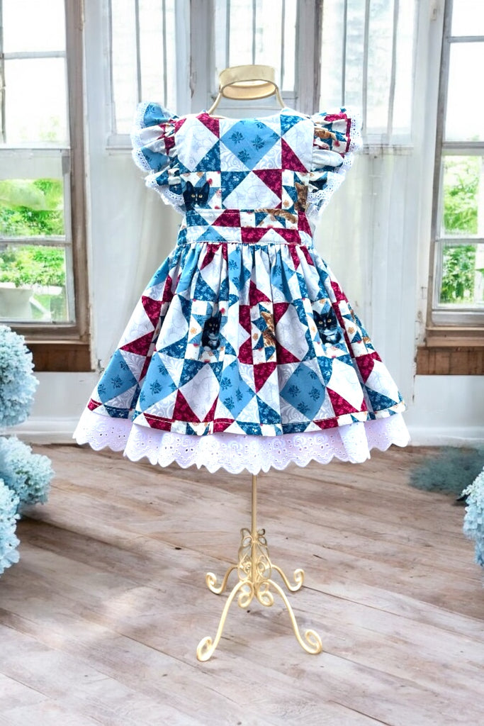 Charlotte Emma Dress | Patchwork from the Quilted Kitties Collection for Henry Glass