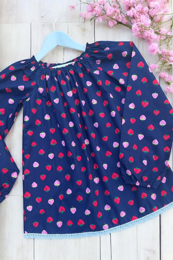 Long Sleeve Seaside Top | Strawberry Lane in Navy ~ Sz 14