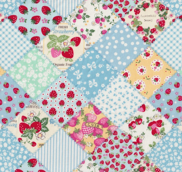 Charlotte Emma Dress | Strawberry Patchwork (Cornflower Blue) ~ Sz 5