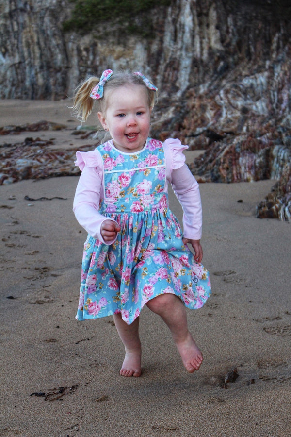 Pocket Pinafore Dress | Matilda Rose in Sky Blue