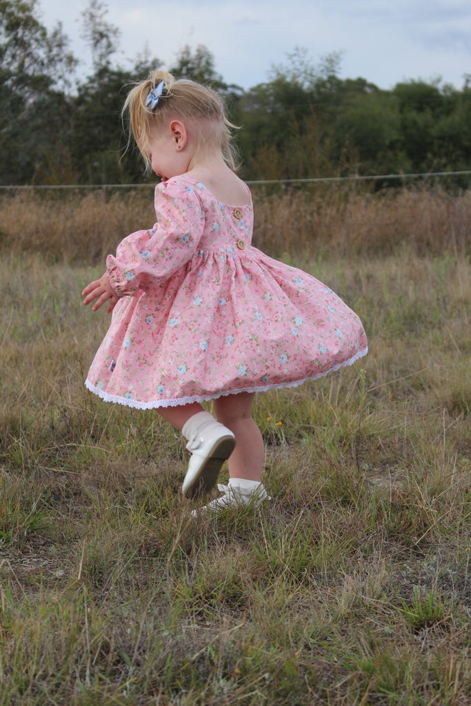 Long Sleeve Babydoll  Dress - Nicki in Pink