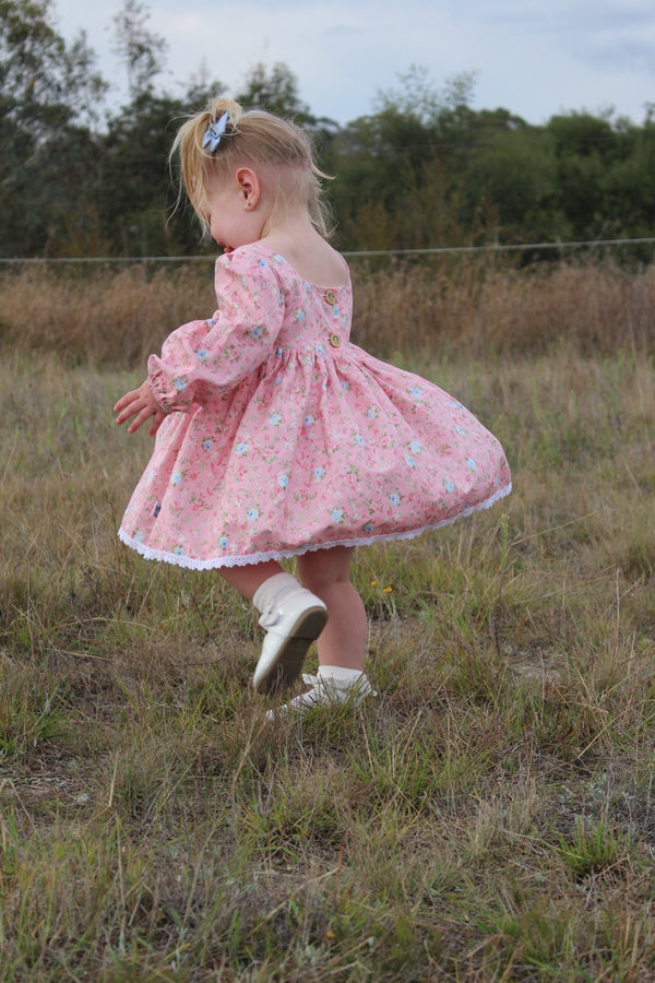 Long Sleeve Babydoll  Dress - Nicki in Pink