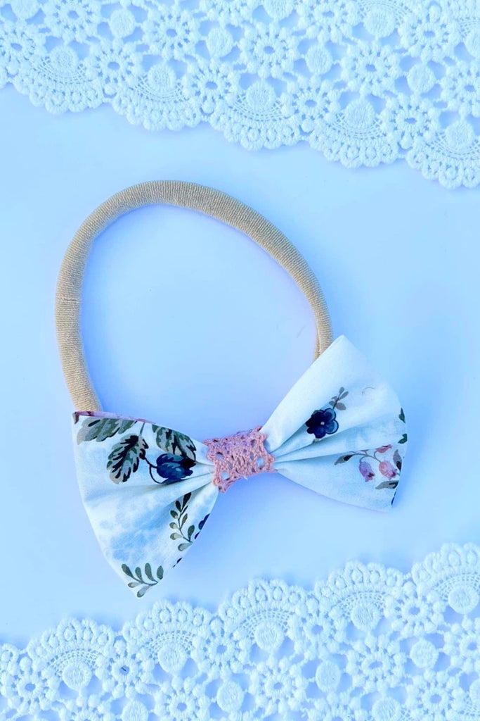 Small Bow Headband w Lace Contrast | Liberty of London Tana Lawn Fabric | From London With Love Collection | Sussex A