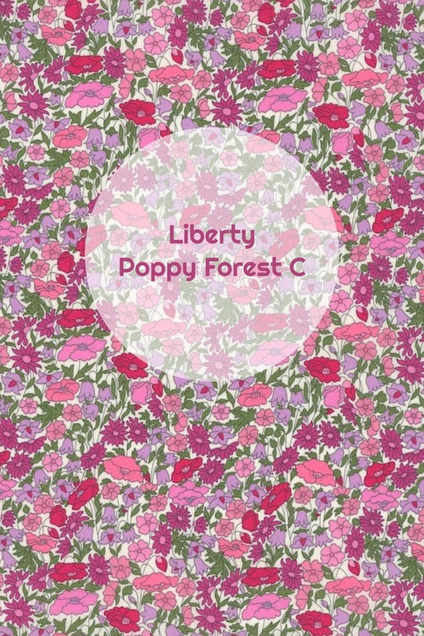 Large Pinch Bow Clip w Velvet Contrast | Liberty of London Tana Lawn Fabric | Poppy Forest C