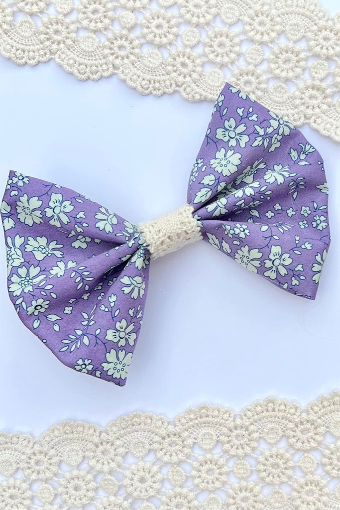 Large Pinch Bow Clip w Lace Contrast | Blossom