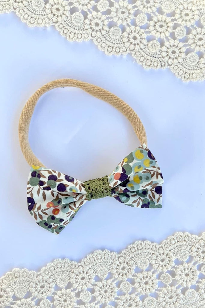 Small Bow Headband w Lace Contrast | Liberty of London Tana Lawn Fabric | Wiltshire