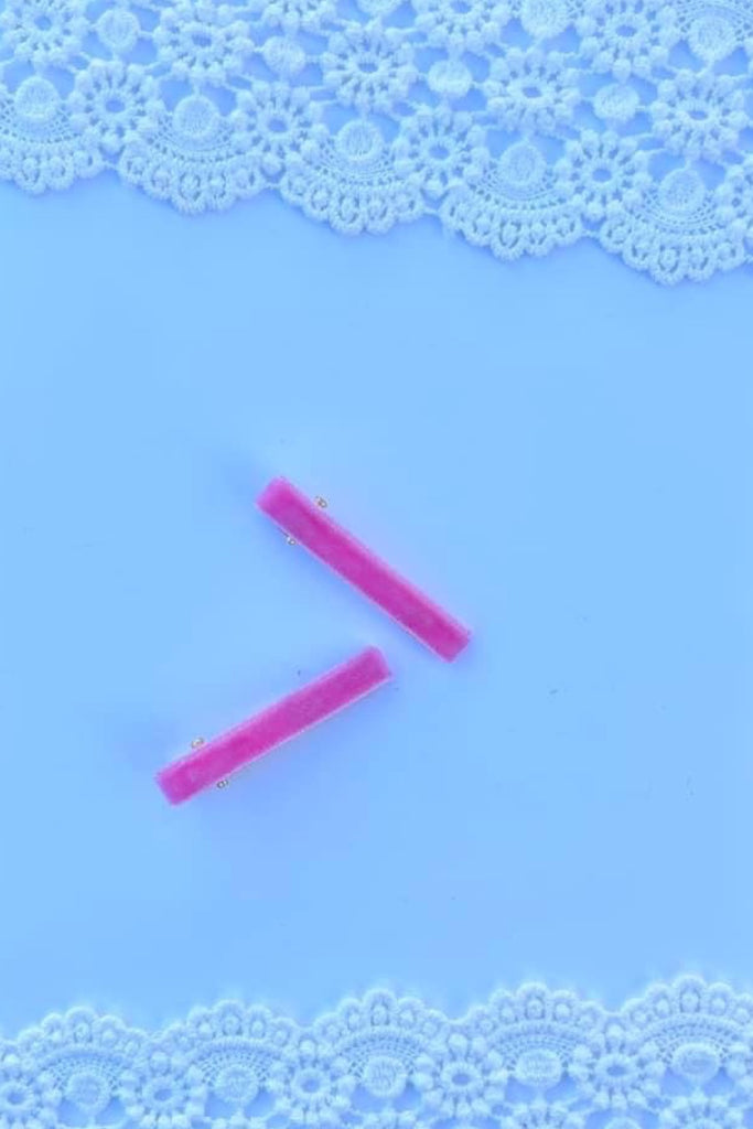 Small Velvet Clips | Bright Pink