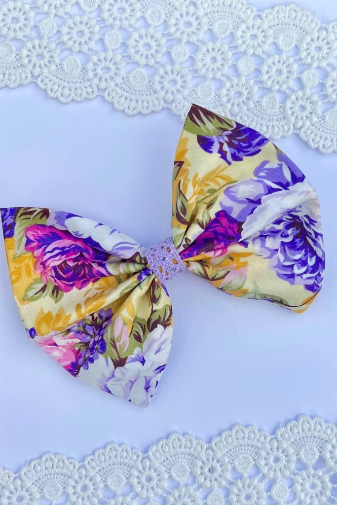 Large Pinch Bow Clip | Vintage Fabric | Louise