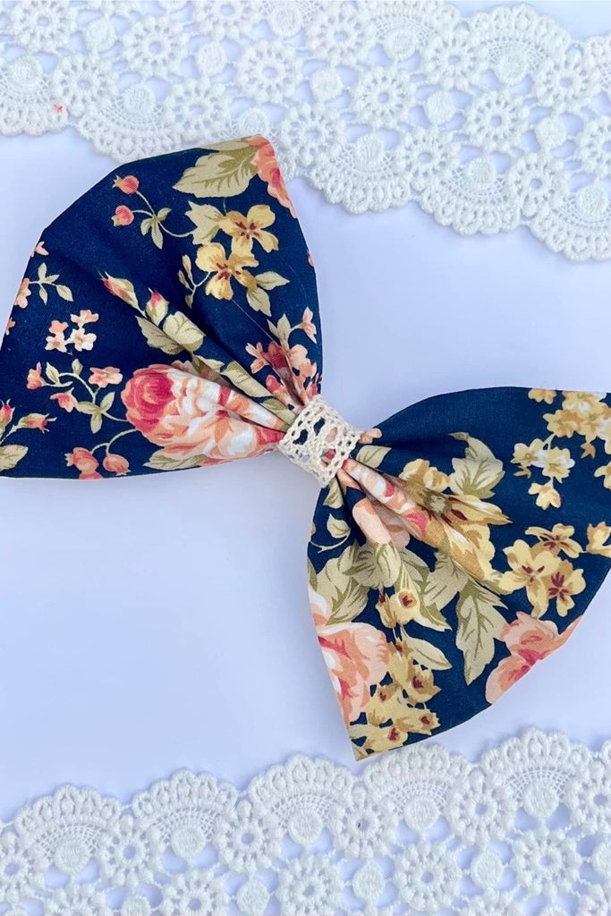 Large Pinch Bow Clip | Vintage Fabric | Letitia