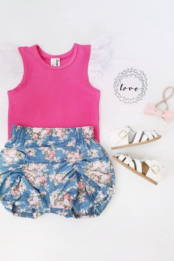 Broderie Anglaise Flutter Romper - Raspberry - 0000 to 2yrs Romper Nurture the Nest 