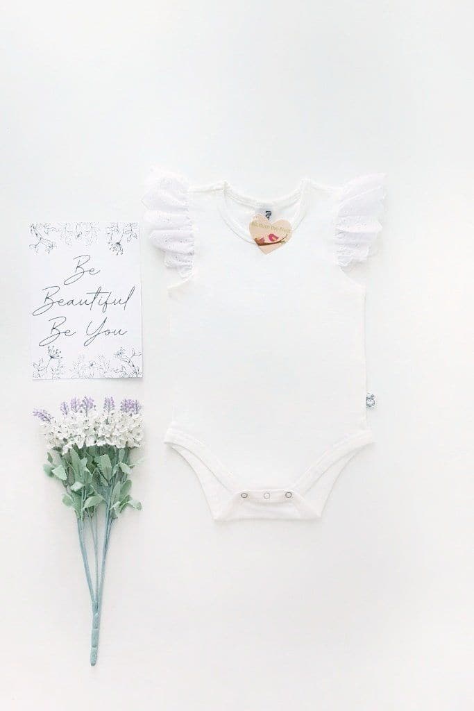 Broderie Anglaise Flutter Romper - White - 0000 to 2yrs Romper Nurture the Nest 