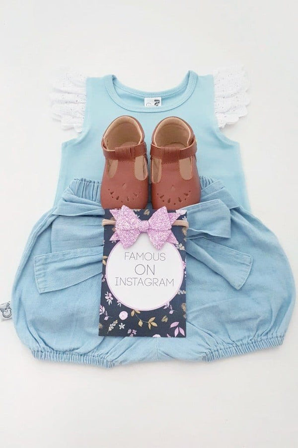 Broderie Anglaise Flutter Tee - Blue Breeze - 0 to 6yrs Flutter Tee Nurture the Nest 