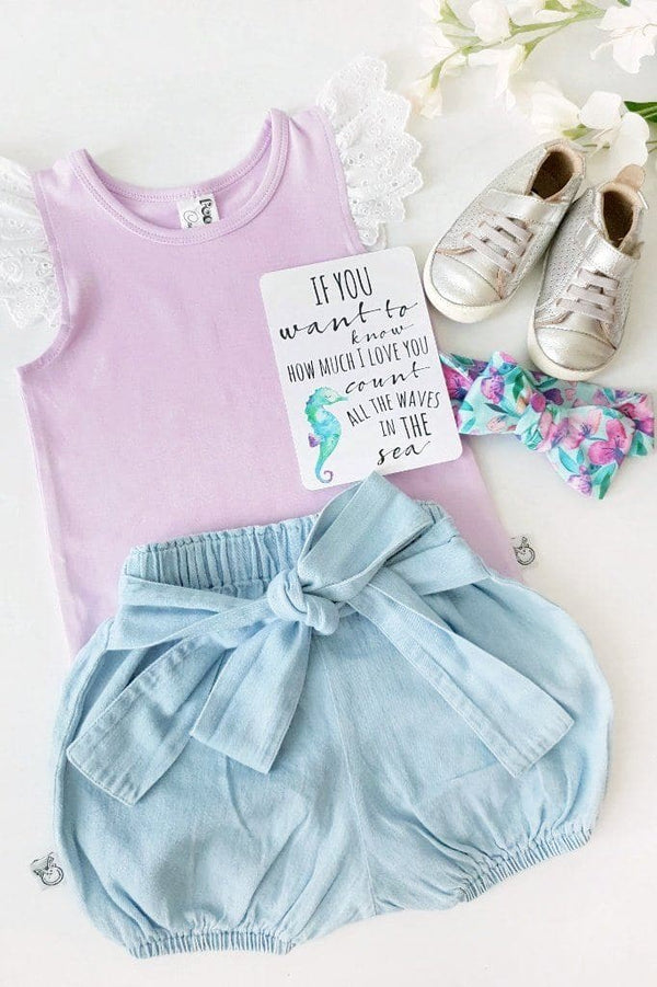 Broderie Anglaise Flutter Tee - Lavender - 0 to 6yrs Flutter Tee Nurture the Nest 