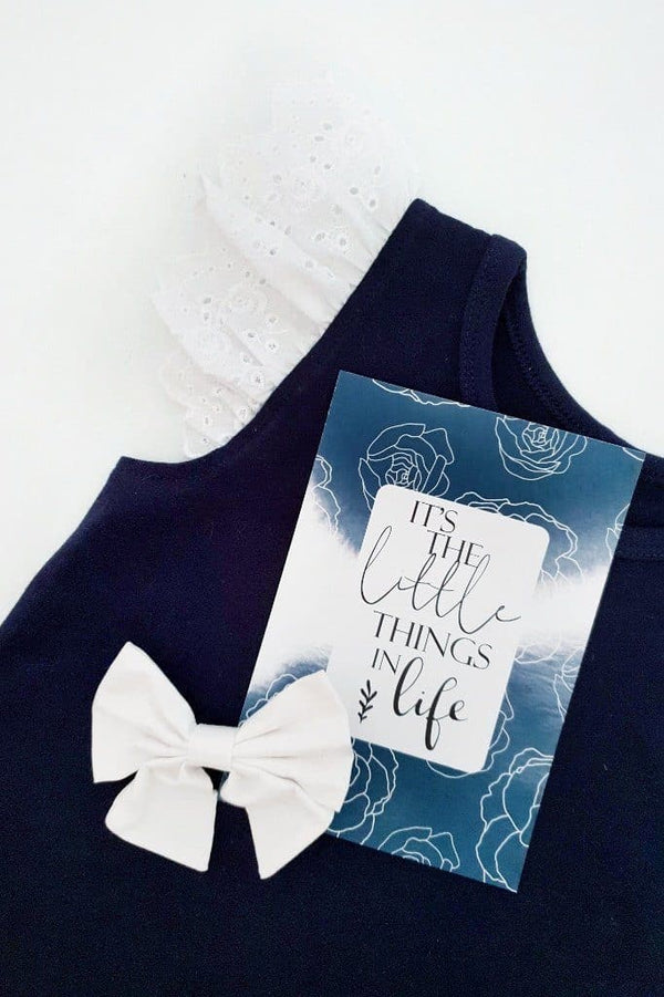 Broderie Anglaise Flutter Tee - Navy - 0 to 6yrs Flutter Tee Nurture the Nest 