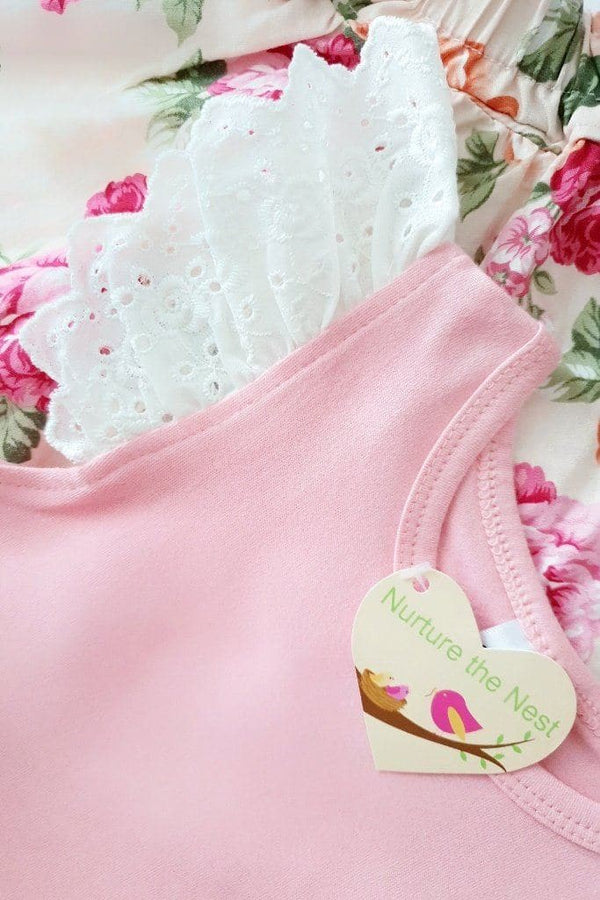 Broderie Anglaise Flutter Tee - Peach - 0 to 6yrs Flutter Tee Nurture the Nest 