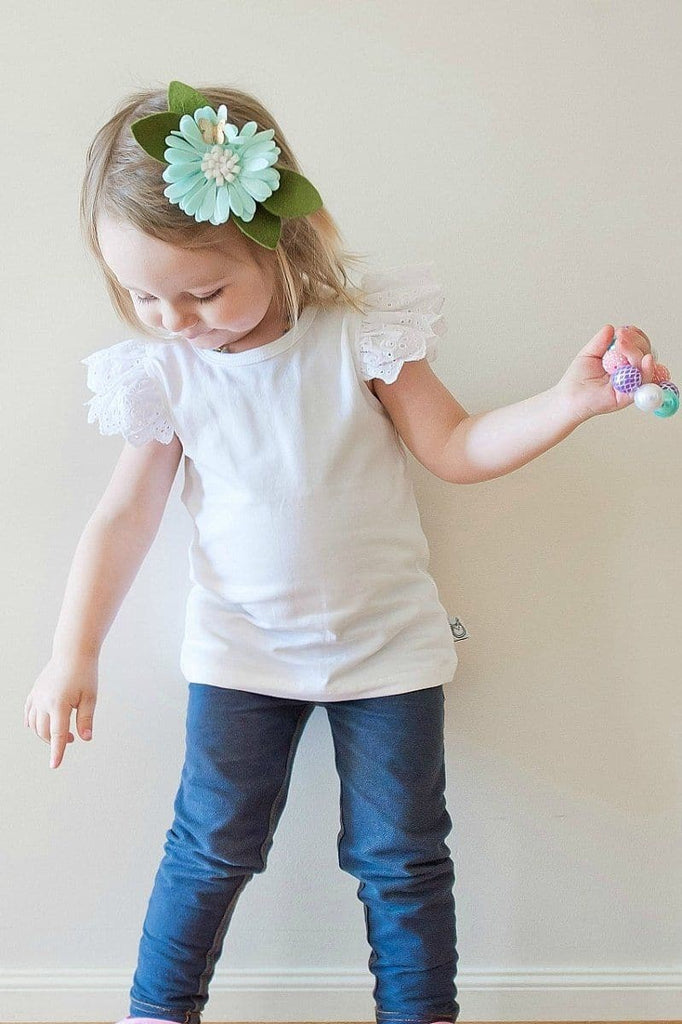 Broderie Anglaise Flutter Tee - White - 0 to 6yrs Flutter Tee Nurture the Nest 