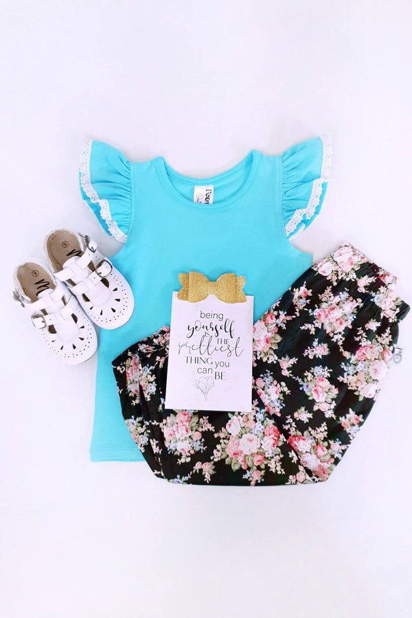 Flutter Tee with Lace - Arctic Blue - 0 to 8yrs Flutter Tee Nurture the Nest 