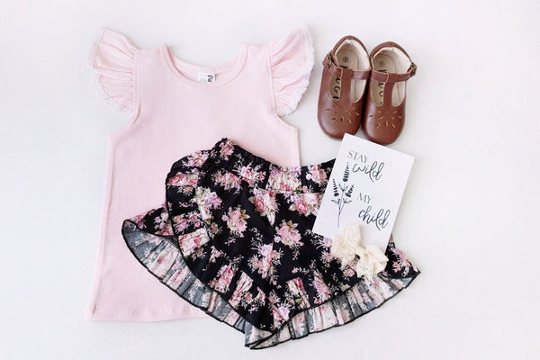 Flutter Tee with Lace - Baby Pink - 0 to 10yrs Flutter Tee Nurture the Nest 