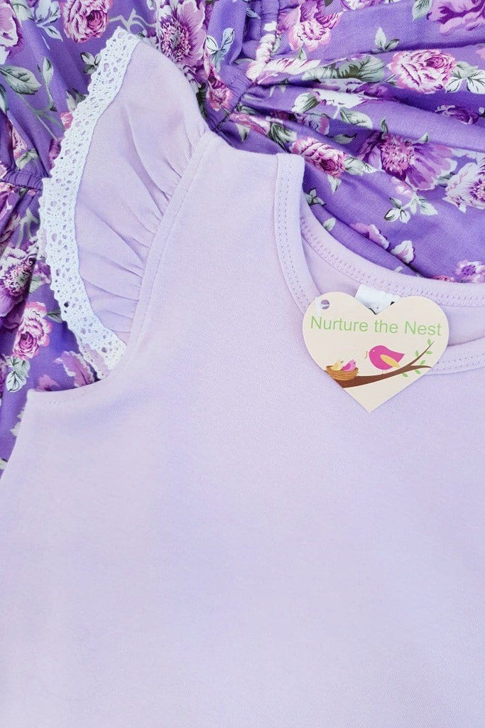 Flutter Tee with Lace - Lavender - 0 to 8yrs Flutter Tee Nurture the Nest 