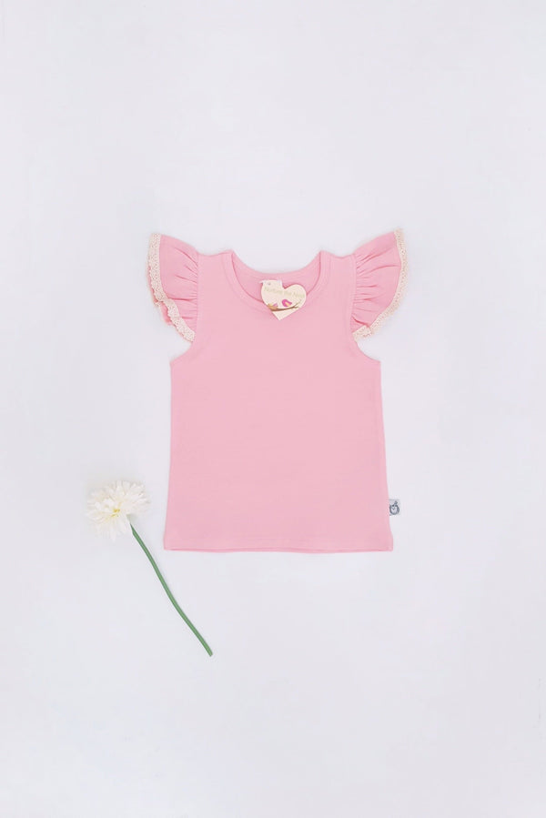 Flutter Tee with Lace - Peach - 0 to 8yrs Flutter Tee Nurture the Nest 