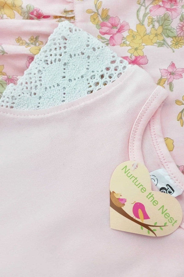 French Lace Cap Sleeve Tee - Pink - 0 to 8yrs Cap Sleeve Tee Nurture the Nest 
