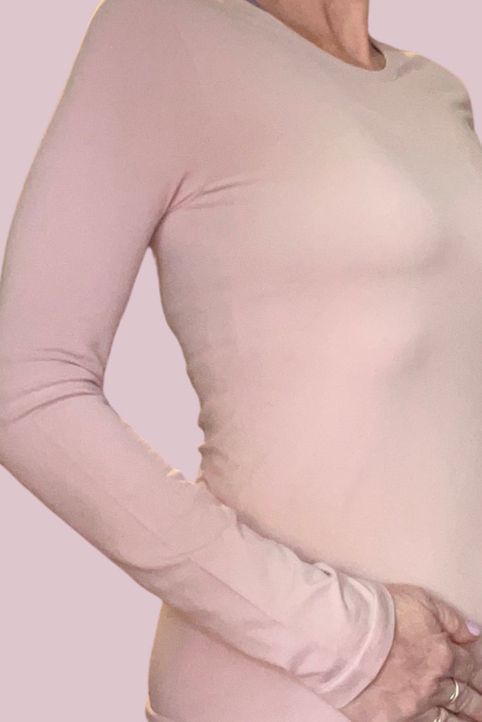 Ladies  Luxe Seamless Round Neck Long Sleeve - Dusty Pink