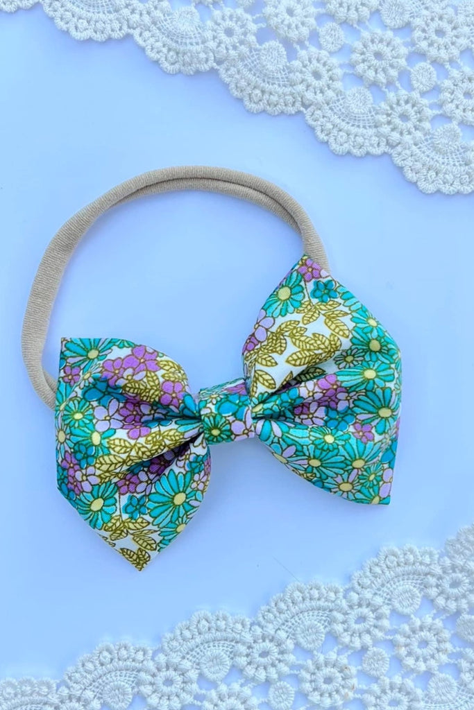 Bow Headband | London in Green/Purple