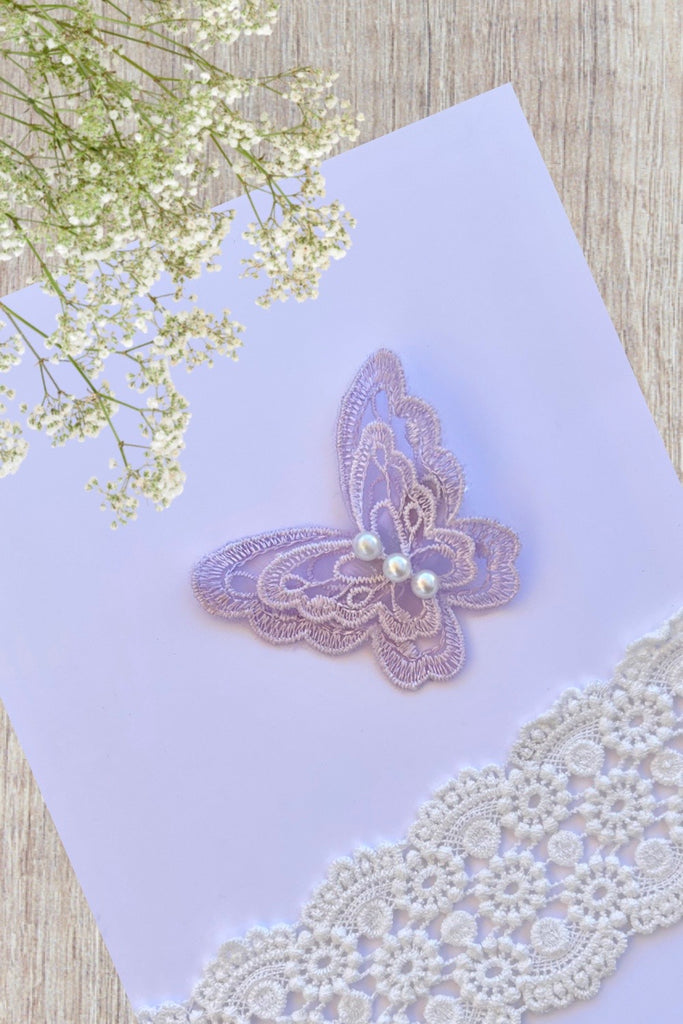Clip | Lace & Pearls Butterfly - Lavender