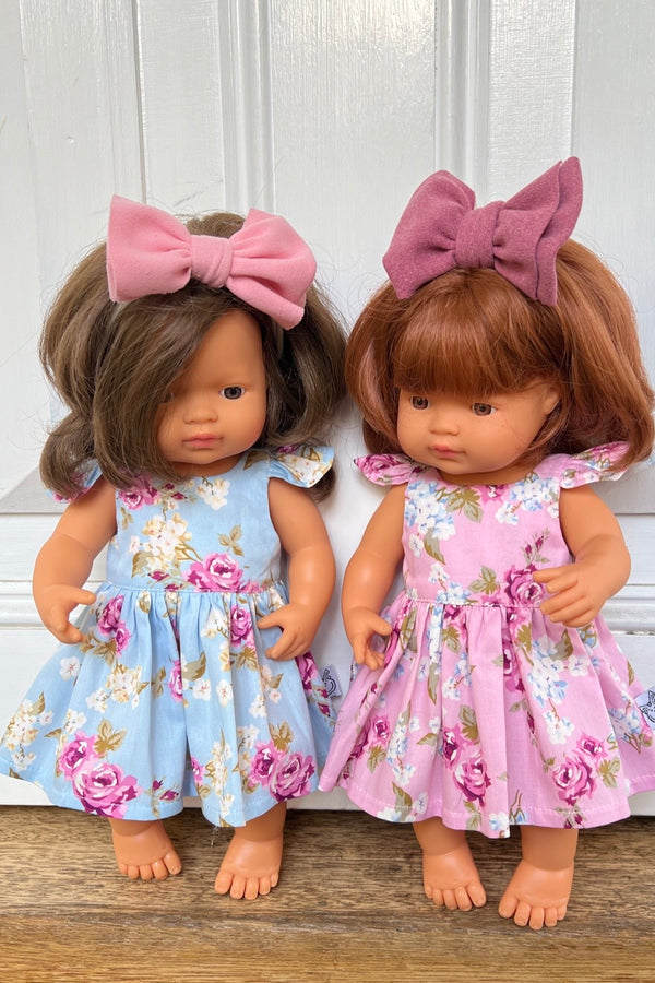 Miniland Doll Tea Party Dress - Isla Rose in Sky Blue