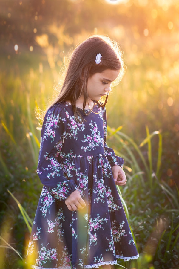 Long Sleeve Twirling Tea Party Dress - Blossom Lane