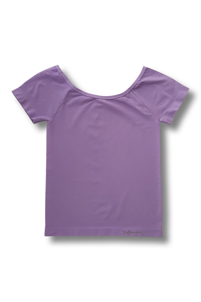 Ladies Luxe Seamless Boatneck Short Sleeve Top - Lilac
