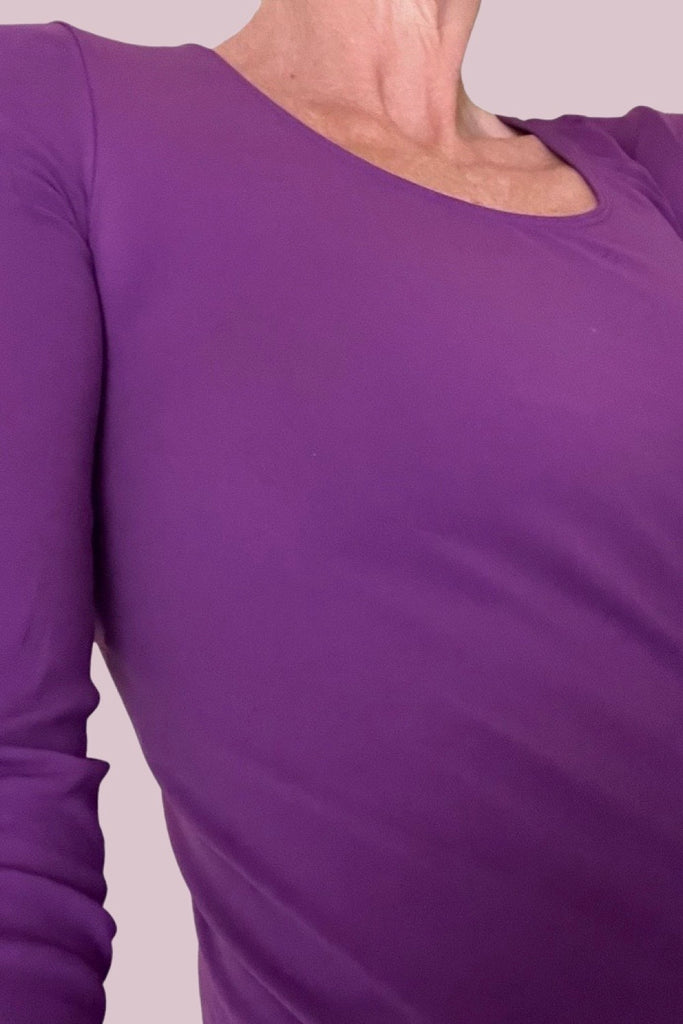 Ladies Luxe Seamless Scoop Neck L/S Top - English Violet