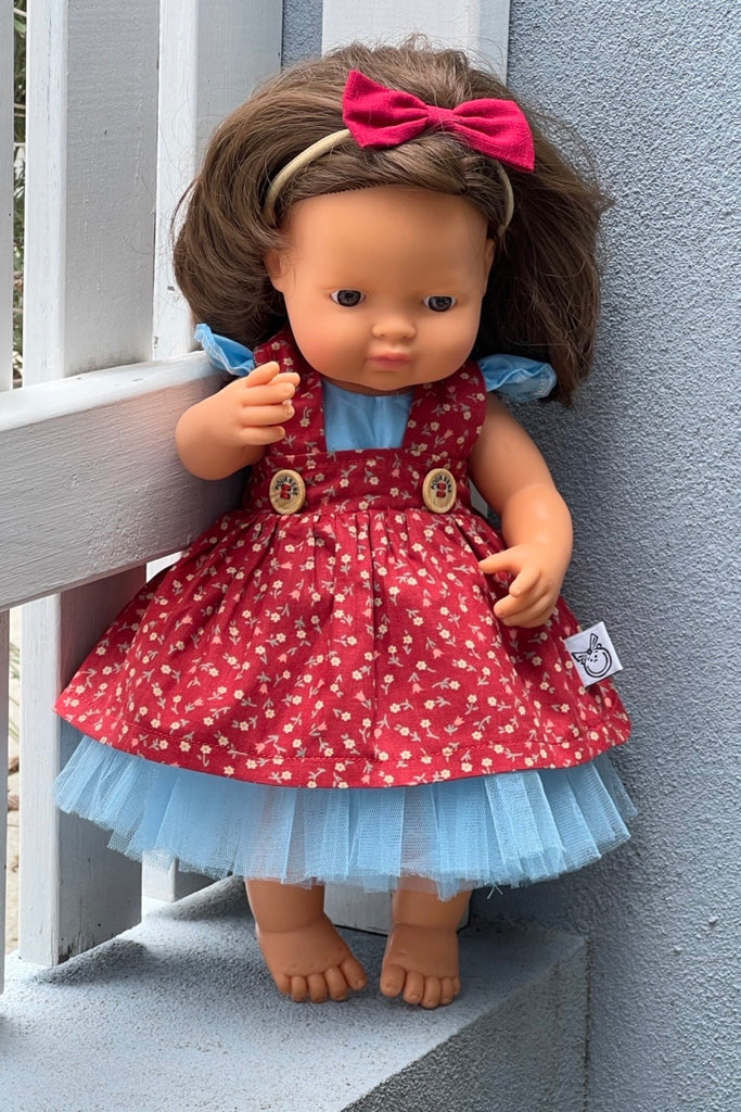 Doll Suspender Skirt - Emery in Auburn Red