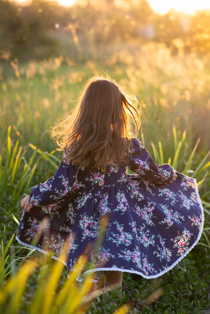 Long Sleeve Twirling Tea Party Dress - Blossom Lane