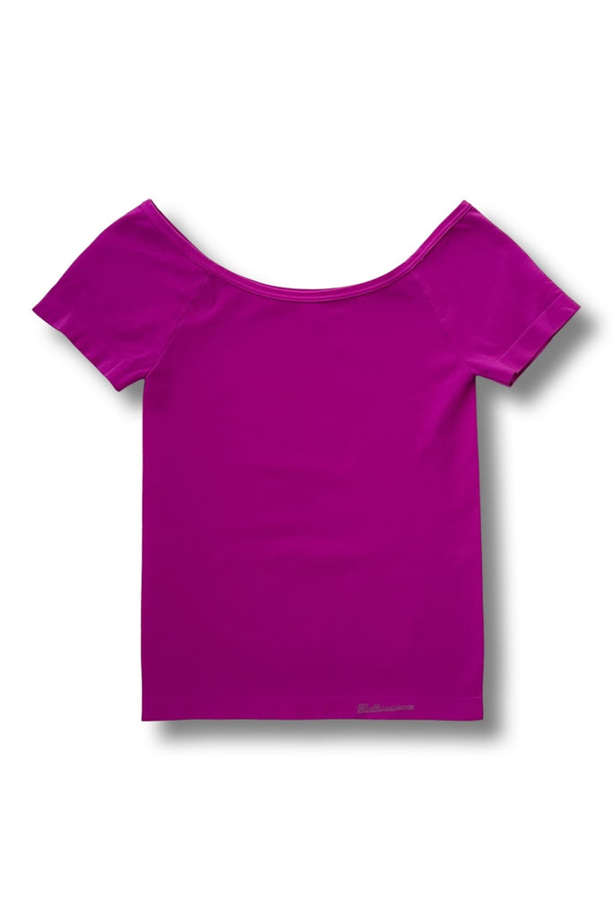 Luxe Seamless Short Sleeve Boatneck Top - Flamingo Pink