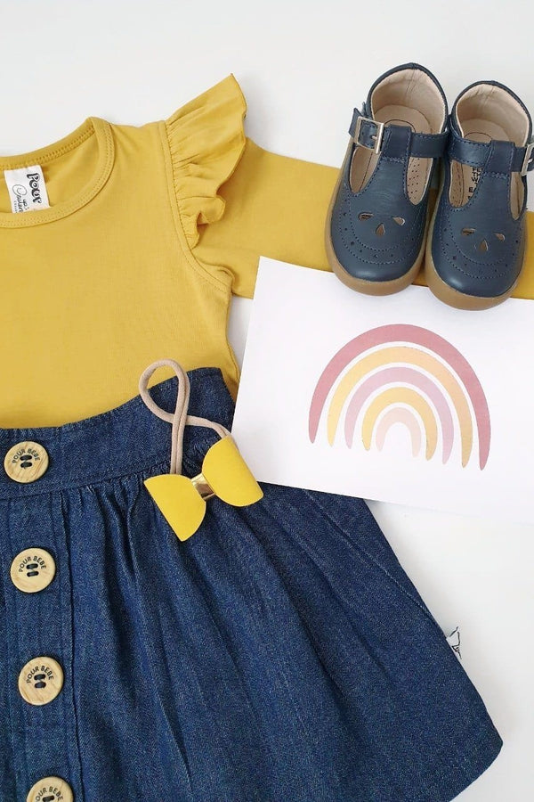 Long Sleeve Flutter Tee - Mustard Flutter Tee Nurture the Nest 