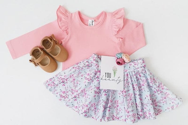 Long Sleeve Flutter Tee - Peach Flutter Tee Nurture the Nest 