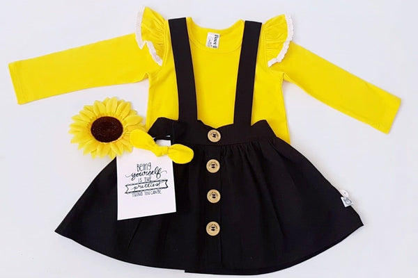 Long Sleeve Flutter Tee with Lace - Sunshine Yellow Flutter Tee Nurture the Nest 